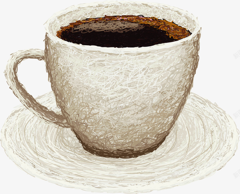 手绘咖啡杯png免抠素材_新图网 https://ixintu.com 咖啡杯 手绘 线描
