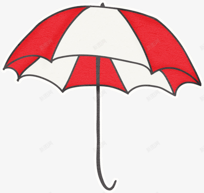 手绘红白相间雨伞png免抠素材_新图网 https://ixintu.com 伞 卡通 手绘 红白相间 雨伞