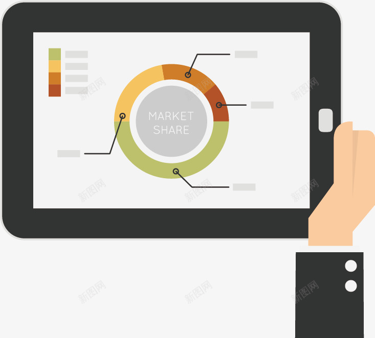 手绘手拿平板看数据png免抠素材_新图网 https://ixintu.com 平板 手绘 数据 环形图