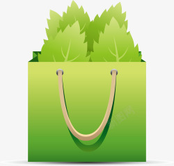 小清新购物袋绿叶购物袋高清图片