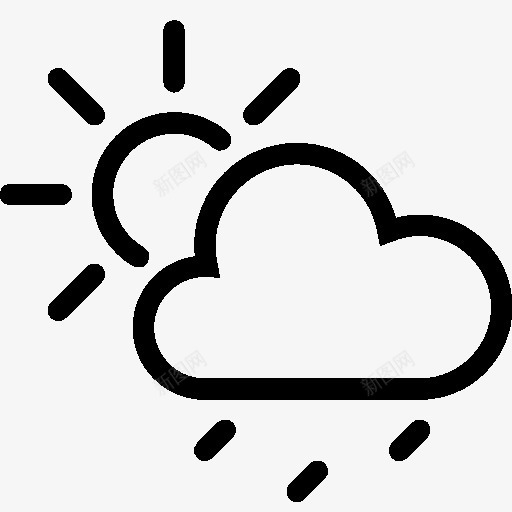 雨天气多云的图标png_新图网 https://ixintu.com cloudy partly rain weather 多云的 天气 部分 雨