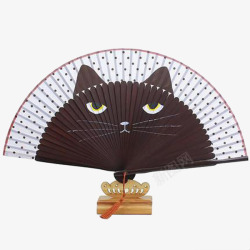 中国风猫咪卡通古风折扇素材