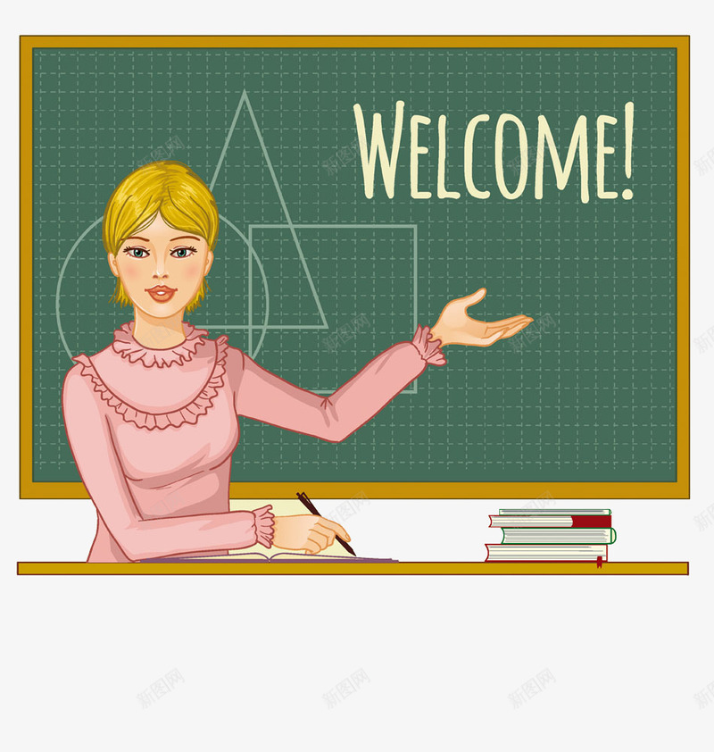 正在讲课的老师png免抠素材_新图网 https://ixintu.com 上课 女老师 讲台 黑板
