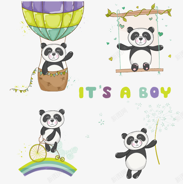卡通动物熊猫图标png_新图网 https://ixintu.com 动物 卡通 卡通熊猫 插画 熊猫