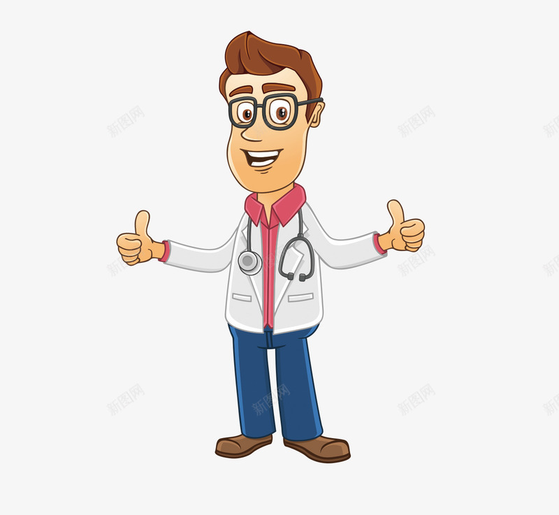 竖大拇指的医生png免抠素材_新图网 https://ixintu.com 卡通 戴眼镜的医生 竖大拇指的医生