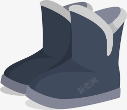 深灰色冬季雪地靴矢量图素材