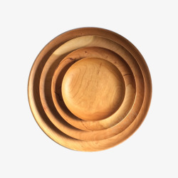 创意木碗一摞实木碗盘高清图片