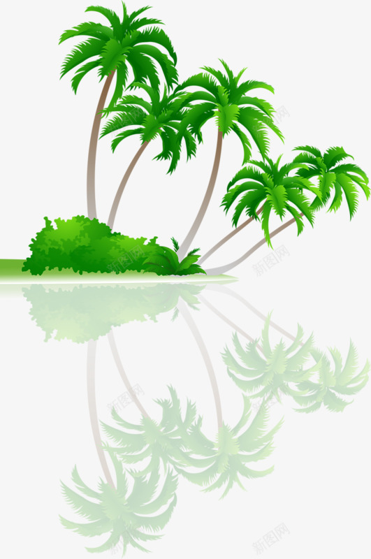 卡通绿色椰树png免抠素材_新图网 https://ixintu.com 卡通 植物 椰树 热带 绿色