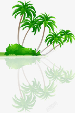 卡通绿色椰树素材
