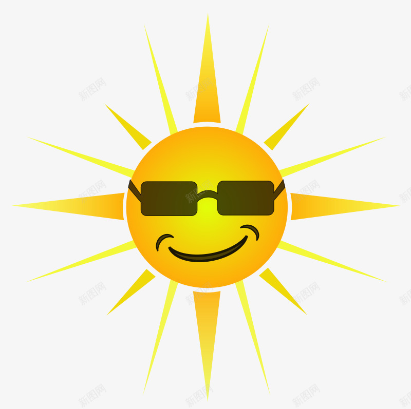 黄色的卡通戴眼镜的太阳png免抠素材_新图网 https://ixintu.com 卡通 卡通眼镜 太阳 黄色
