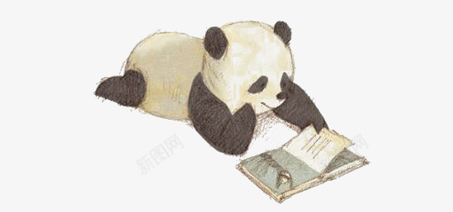 看书的熊猫png免抠素材_新图网 https://ixintu.com 动物 卡通 手绘 拟人 插画 熊猫