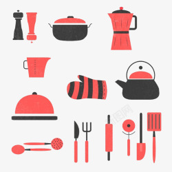 黑红厨房餐具图素材