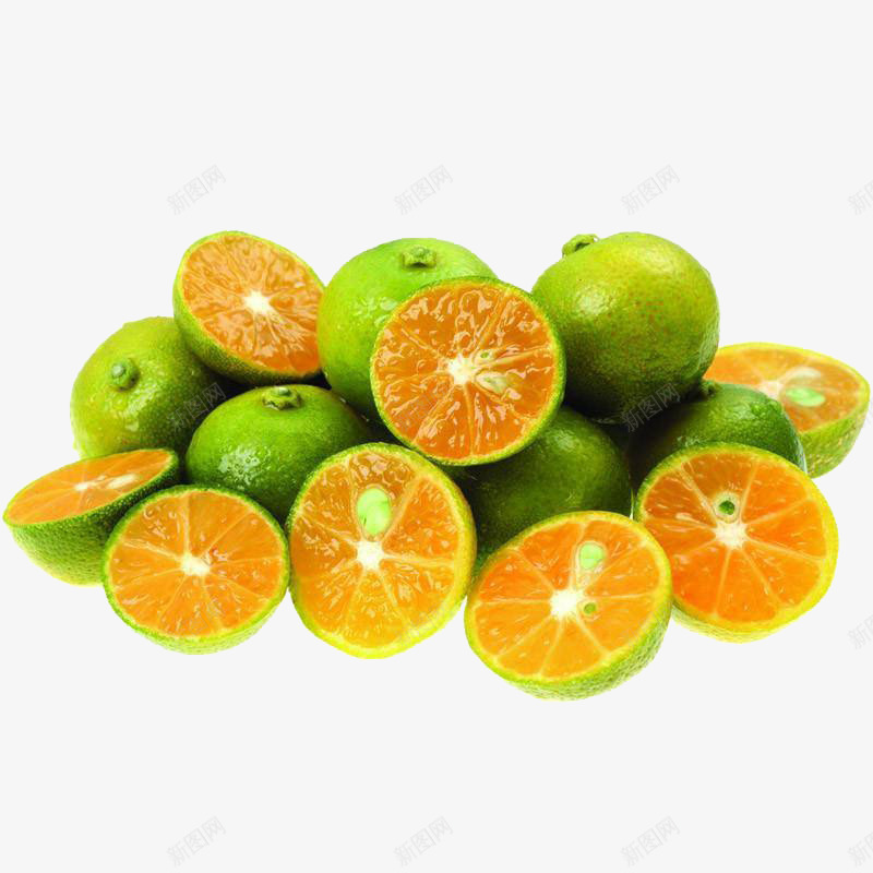 橘红色的青桔png免抠素材_新图网 https://ixintu.com 产品 橘色 水果 绿色 青桔