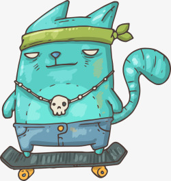 滑板上的帅哥站在滑板上的猫高清图片