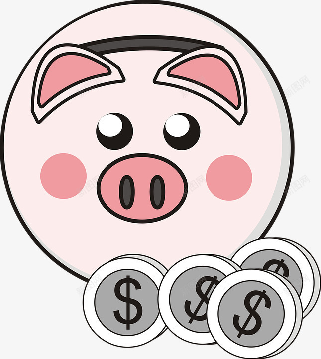 小猪储钱罐png免抠素材_新图网 https://ixintu.com 可爱 存钱罐 小猪 硬币