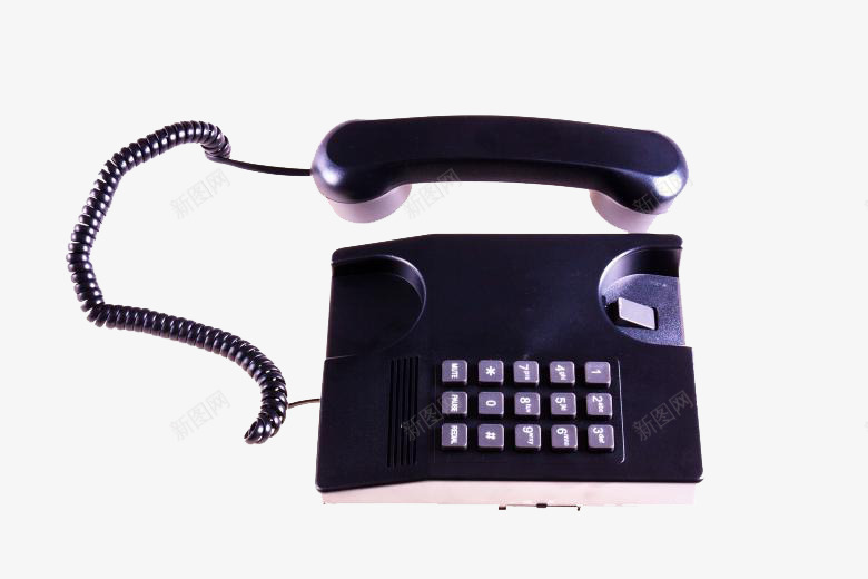 黑色电话png免抠素材_新图网 https://ixintu.com 按键 电话 电话线 话筒