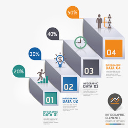 PPT元素阶梯图表素材