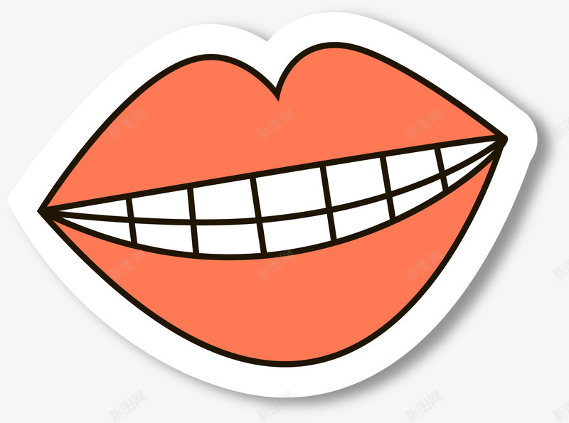 卡通红色嘴唇贴纸png免抠素材_新图网 https://ixintu.com 儿童 卡通可爱 嘴唇 牙齿 矢量图案 贴纸