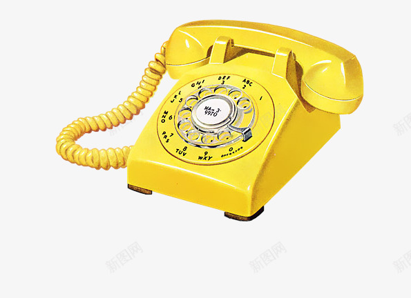 黄色电话png免抠素材_新图网 https://ixintu.com 电话 电话线 话筒 黄色