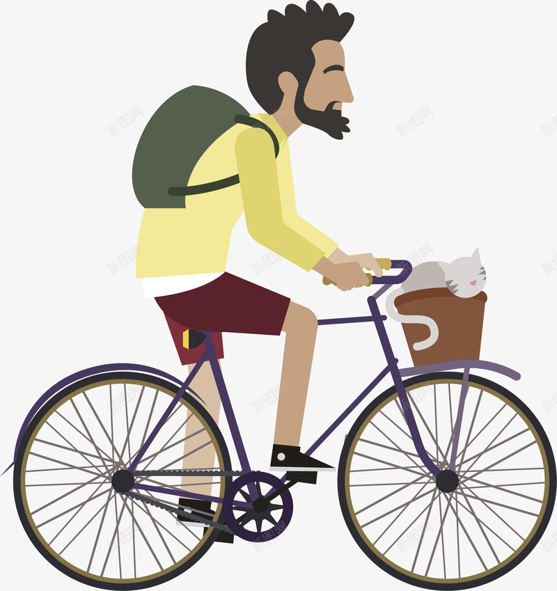 骑单车的人png免抠素材_新图网 https://ixintu.com 人和宠物 单车 卡通 宠物猫 猫咪 脚踏车 骑自行车 骑行者 骑车