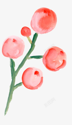 水彩粉色球形花朵素材