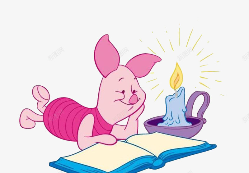 看书的小猪png免抠素材_新图网 https://ixintu.com 三只小猪 小猪 手绘 烛光 看书 蜡烛