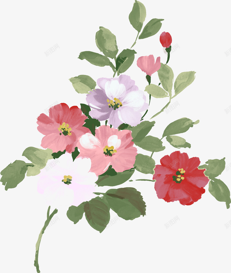 彩色花朵植物造型png免抠素材_新图网 https://ixintu.com 彩色 植物 花朵 造型