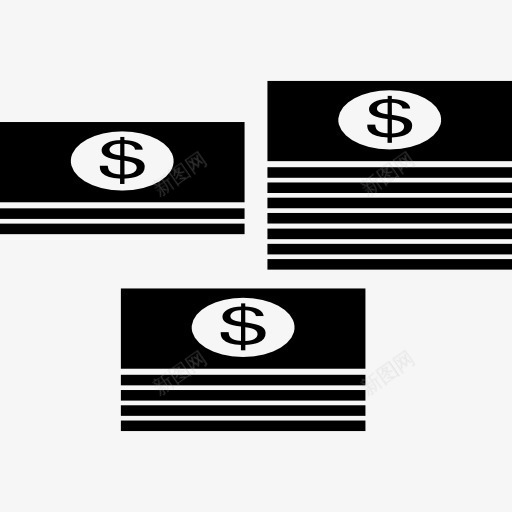 美元的纸币叠图标png_新图网 https://ixintu.com 商务 汇率 美元 美元符号 货币 钱 钱字符号 银行