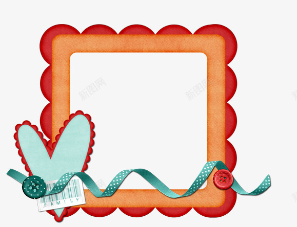 布艺心型花边边框png免抠素材_新图网 https://ixintu.com 丝带 布艺 心型 纽扣 花边 边框