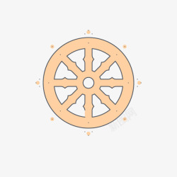 极简线条橘色车轮素材