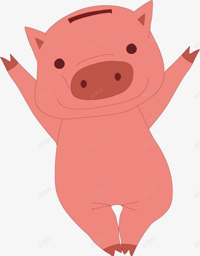 粉色小猪png免抠素材_新图网 https://ixintu.com 动物 可爱 尖耳朵 挥手 猪鼻子 粉色小猪
