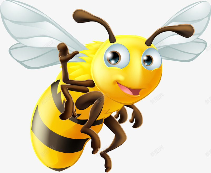 黄色卡通蜜蜂png免抠素材_新图网 https://ixintu.com 免抠PNG 卡通 小虫子 昆虫 童趣 蜜蜂 装饰图案 黄色