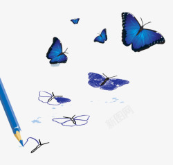 蓝色蝴蝶群素材
