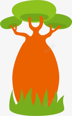 树卡通树彩树树干树枝橘色树干卡通树木高清图片