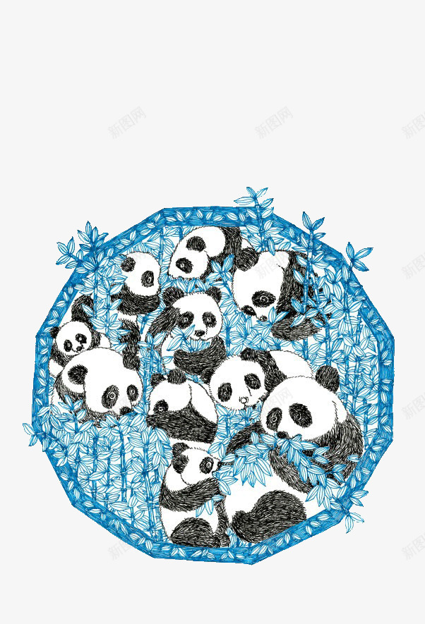 吃竹叶的熊猫png免抠素材_新图网 https://ixintu.com 国宝 手绘 插画 熊猫