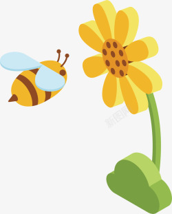 蜜蜂采花素材
