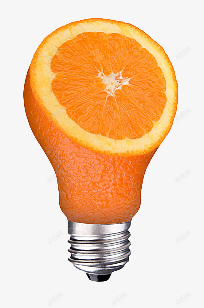 水果png免抠素材_新图网 https://ixintu.com 创意 创意水果 创意灯泡 橙子 水果蔬菜 灯泡 艺术水果 餐饮美食