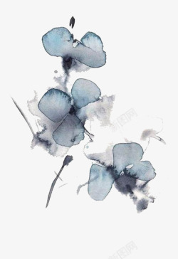 蓝色水印花瓣素材