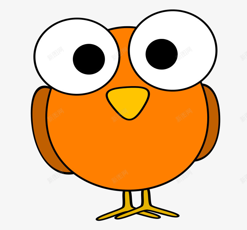 橘色的卡通大眼睛鸟png免抠素材_新图网 https://ixintu.com 可爱 大眼睛 橘色的 鸟