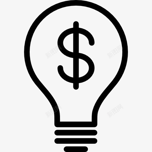 赚钱的想法图标png_新图网 https://ixintu.com 业务 发明 投资 灯泡 美元符号 货币 银行