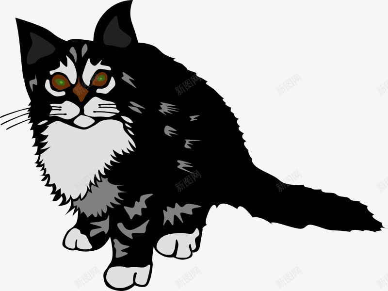 黑白色的可爱猫咪png免抠素材_新图网 https://ixintu.com 可爱 猫咪 白色 黑色