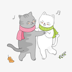 卡通猫猫鼠标垫卡通可爱跳舞的猫猫矢量图高清图片