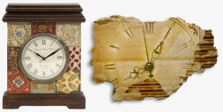 挂钟素材库欧式复古闹钟和创意纸质钟高清图片
