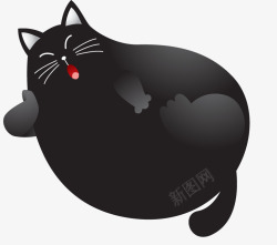 黑色大懒猫手绘素材