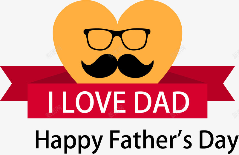 彩色父亲节标签矢量图ai免抠素材_新图网 https://ixintu.com DAD day fathers happy 标签 父亲节 眼镜 胡子 矢量图