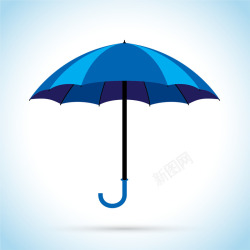 蓝色雨伞矢量图素材