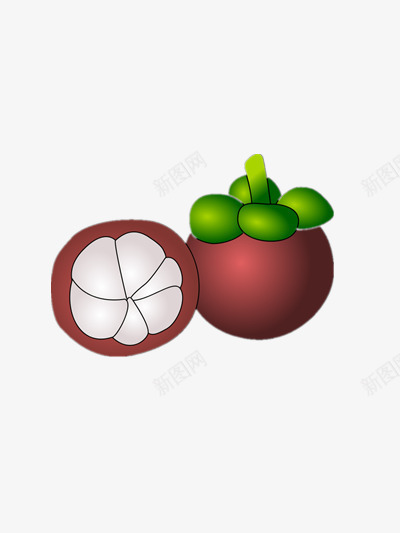 手绘山竹png免抠素材_新图网 https://ixintu.com 热带水果 红色 美食 食物