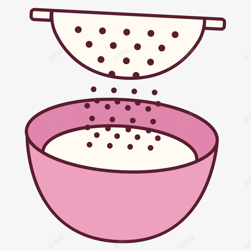 卡通制作美食的容器png免抠素材_新图网 https://ixintu.com 制作流程 勺子 卡通 搅拌 甜品 碗 粉色 美食制作