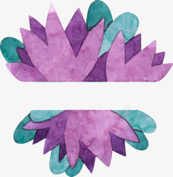 手插花免抠手绘紫色花卉标贴矢量图高清图片