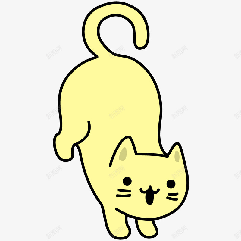 黄色猫咪png免抠素材_新图网 https://ixintu.com 一只 可爱 尾巴 手绘 猫咪 眼睛 简图 黄色